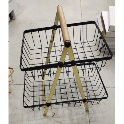 Picture of 2 Layer Metal body Fruits Stand, Golden & Black Body Design Stand.