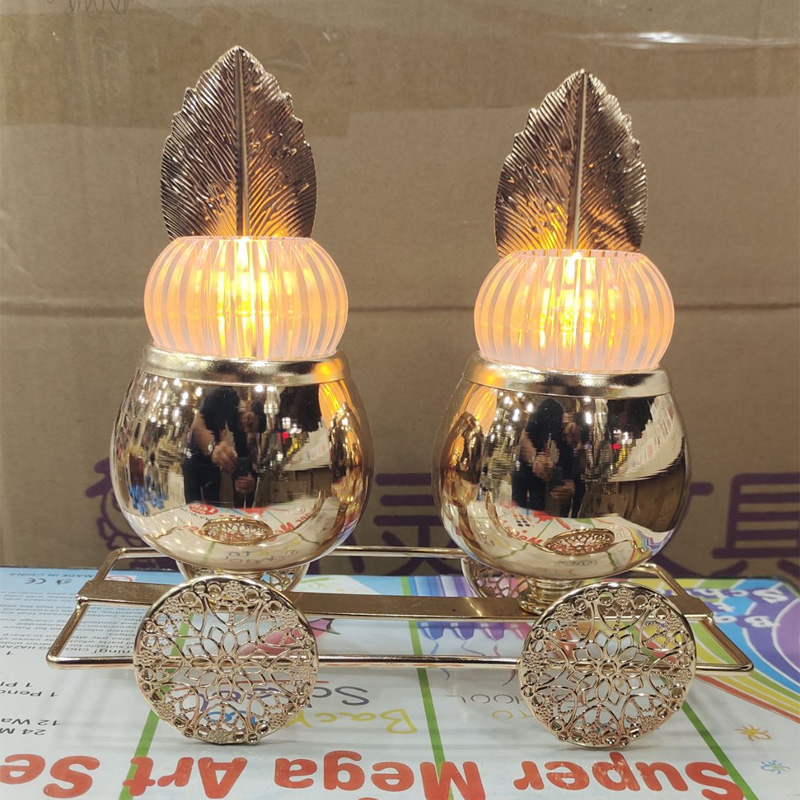 Picture of 2 Pcs Candle Light With Candle Holder, Candle light Dinner ITem. - Gold