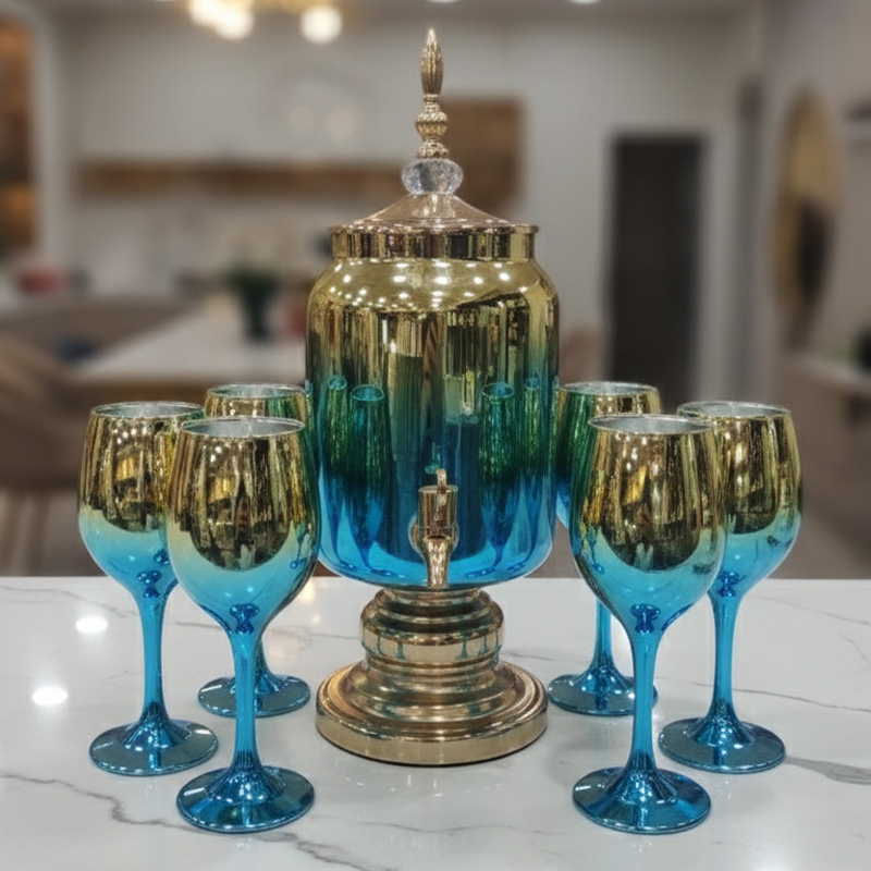 Picture of 7 Pcs Glassware Juice Dispenser & Glass Set - Purple