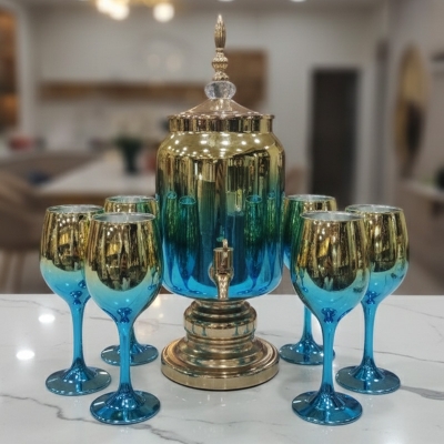 Picture of 7 Pcs Glassware Juice Dispenser & Glass Set - Purple