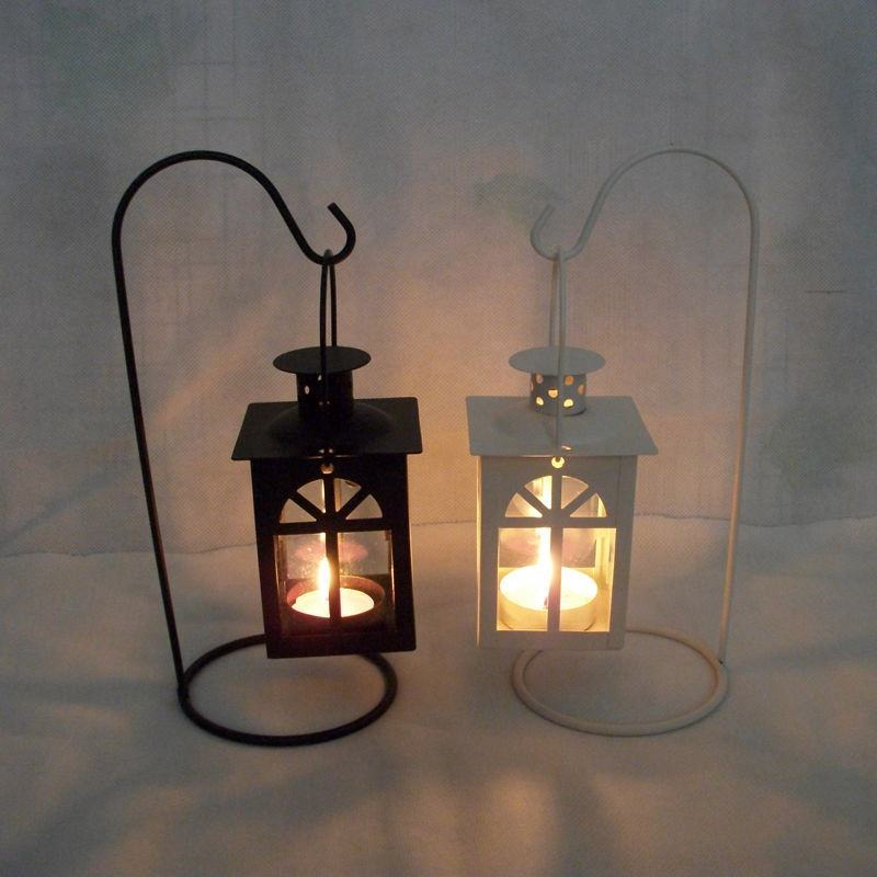 Picture of Storm Glass Candle Metal Lantern Decor Candle Holder Lantern - Black