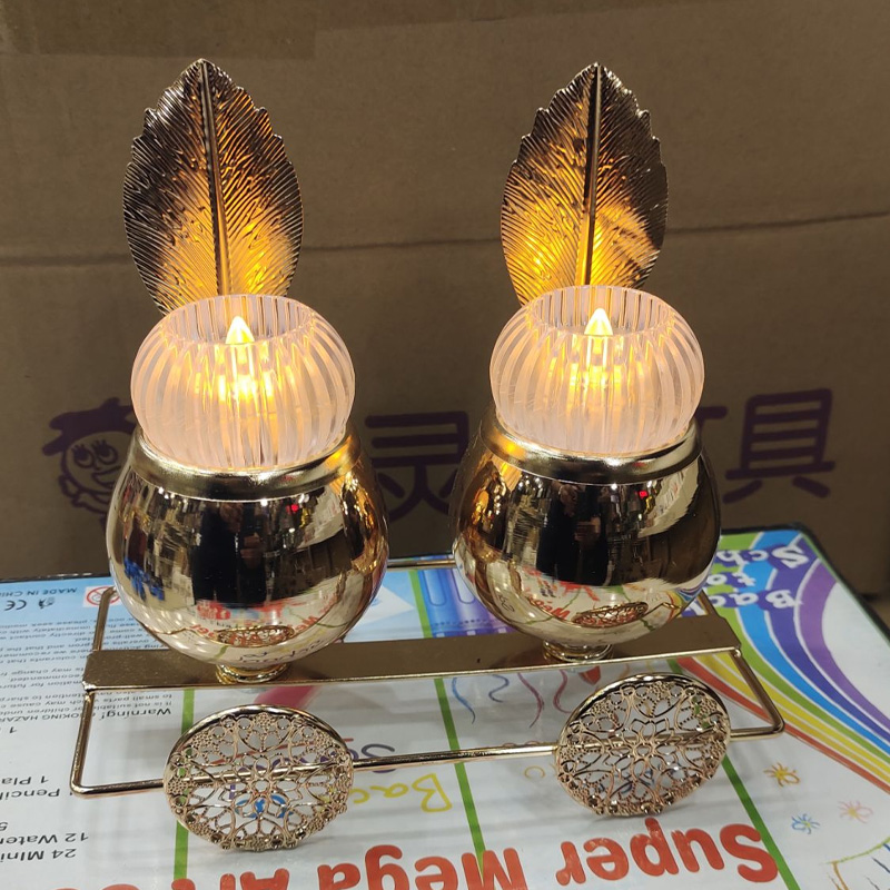 Picture of 2 Pcs Candle Light With Candle Holder, Candle light Dinner ITem. - Gold