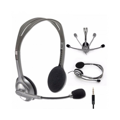 Picture of Logitech H111 STEREO Headset (One port) Color-coded 3.5 mm plugs - Flexible, rotating boom Full stereo sound- Black