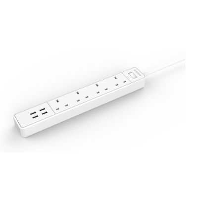 Picture of Orico OSC-4A4U-UK Surge Protector 4 UK Socket with 4 USB Charging Port 4A with UK adapter Home Office Power Strips- White