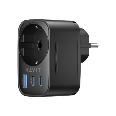 Picture of HAVIT UC142 30W 4 IN 1 TRAVEL CHARGER WITH PLUG ADAPTER- Black