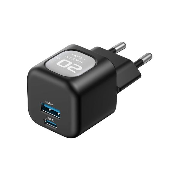 Picture of HAVIT UC220 20W USB-A+ USB-C TRAVEL CHARGER- Black