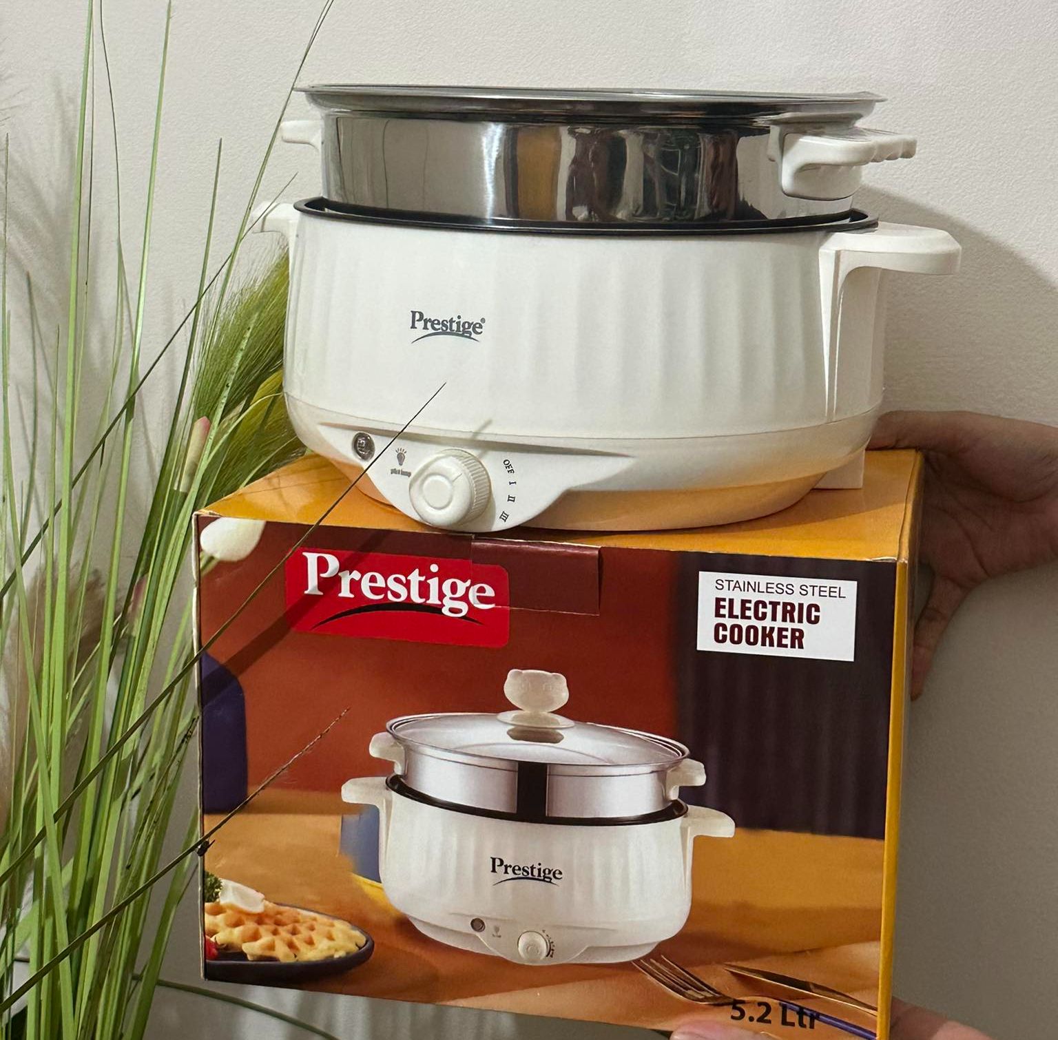 Picture of Prestige Electric Multicooker Multifunctional Rice Cooker Frying Pan Non-stick Cookware Multi Soup Hotpot for Kitchen Large Size 5.2 Litter