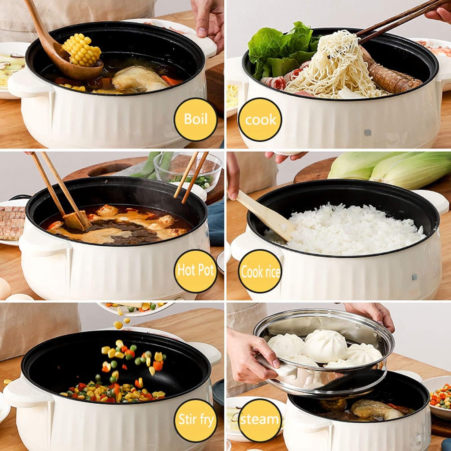 Picture of Prestige Electric Multicooker Multifunctional Rice Cooker Frying Pan Non-stick Cookware Multi Soup Hotpot for Kitchen Large Size 5.2 Litter