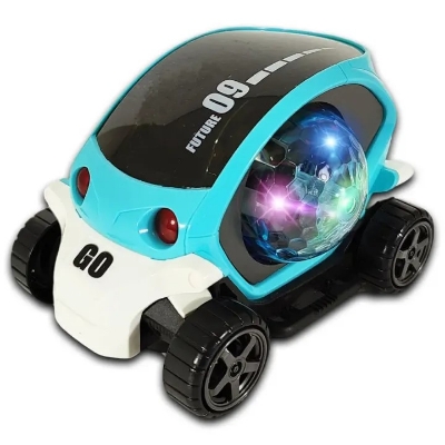 Picture of 09 Future Musical Flashing Light Stunt car Toy for Kids Music 4D Vibrant Light Effects | 360° Rotating Bump Go Battery (Not Included)