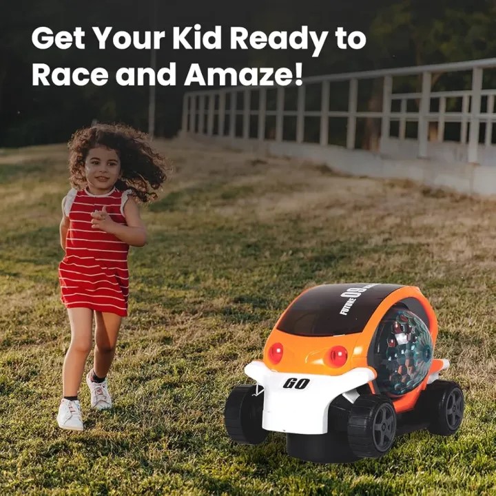 Picture of 09 Future Musical Flashing Light Stunt car Toy for Kids Music 4D Vibrant Light Effects | 360° Rotating Bump Go Battery (Not Included)