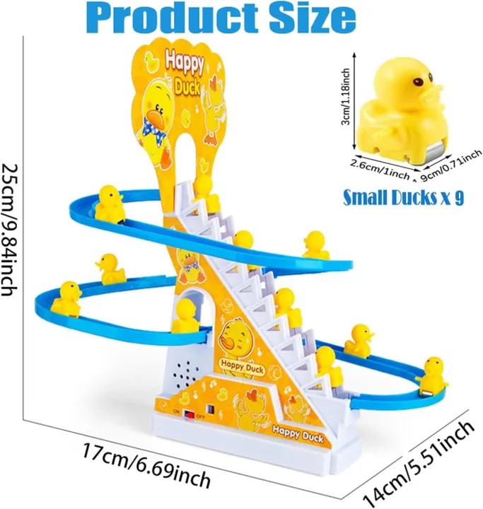 Picture of Electric Duck Climbing Stairs Toy with LED Lights & Music – Fun Roller Coaster Set for Kids