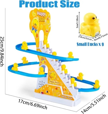 Picture of Electric Duck Climbing Stairs Toy with LED Lights & Music – Fun Roller Coaster Set for Kids