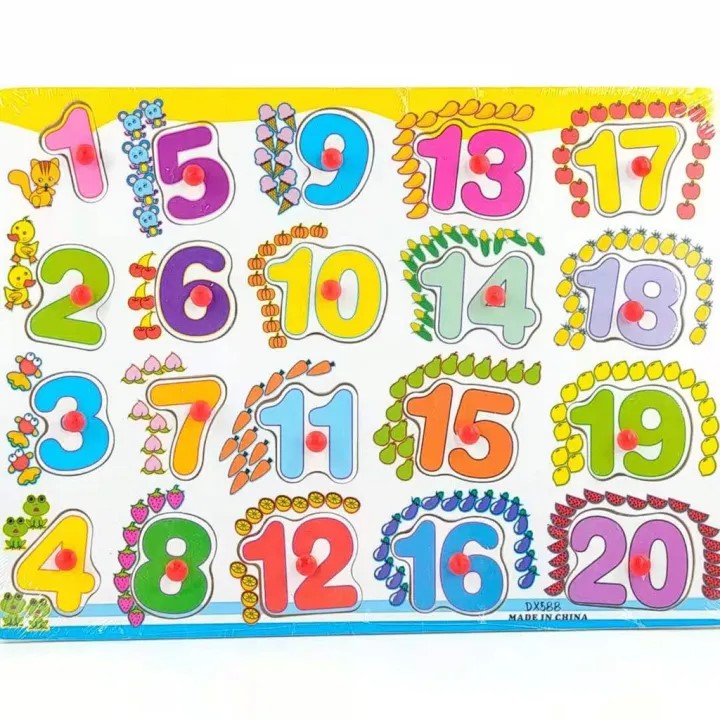 Picture of Wooden Number Puzzle Toy – Montessori Learning Board for Toddlers (1 to 20)