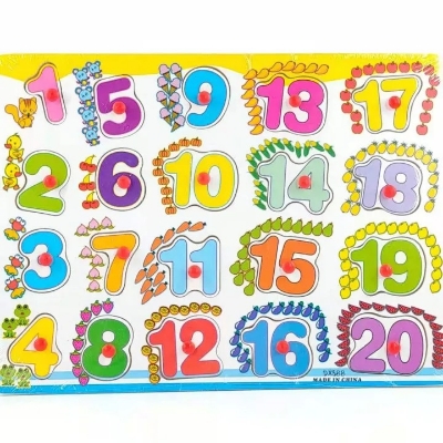Picture of Wooden Number Puzzle Toy – Montessori Learning Board for Toddlers (1 to 20)