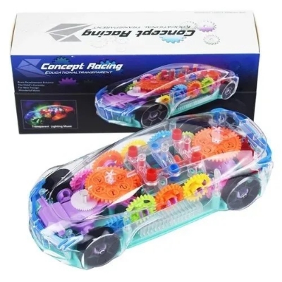 Picture of Concept Racing Car Toy Musical Toys 360 Degrees Rotating Transparent Car with Music & 3D Flashing Lights for Kids Toy Multicolour