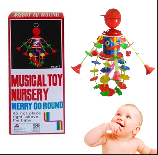 Picture of Rotating Bed Bell Toy with Music for Newborn Baby-Red