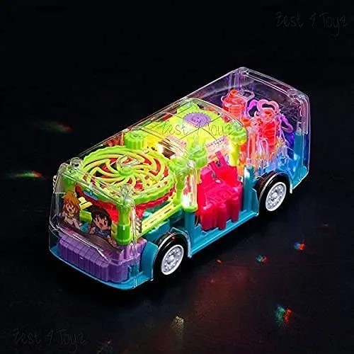 Picture of Transparent Gear Bus Toy for Kids – 3D Mechanical Gears, Colorful Lights & Music (Battery Operated)