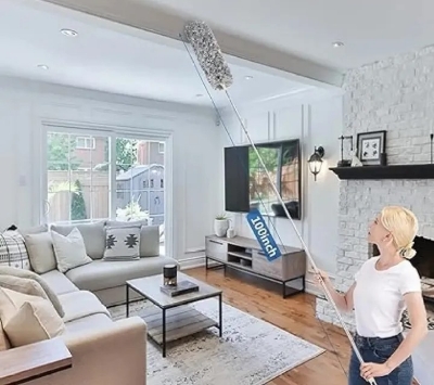 Picture of Ceiling Fan Cleaning Brush lMicrofiber Fan Duster Long Handle lFan Cleaning Flexible Mop for Home,Car,Kitchen,Office lExtendable Duster Silver