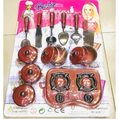 Picture of Barbie Kitchen Ware Play Set For Girls 12pcs Red