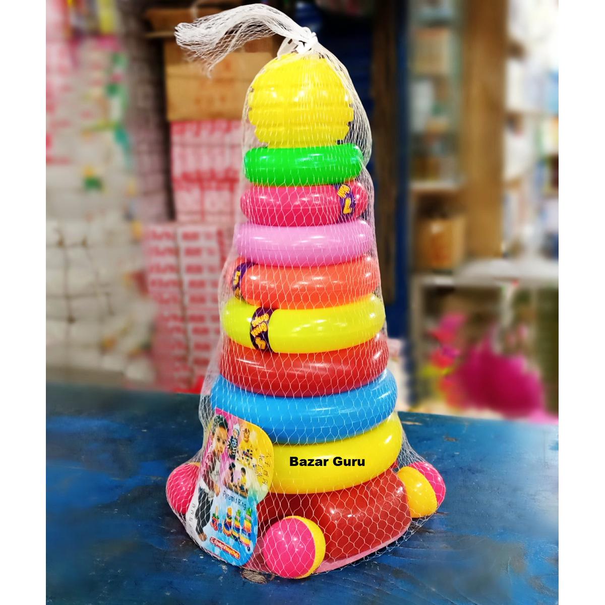 Picture of Rainbow Colour Pyramid Ring Puzzle Toy for early Learning Baby