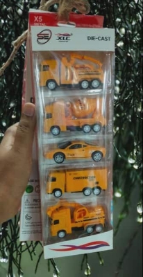Picture of 5pics Mini Construction Trucks Set for Kids, Diecast Alloy Model Cars , Pull-back Function, Birthday Gifts for Boys Yellow