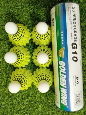 Picture of Badminton Shuttle Cock Nylon Superior Grade 6pcs Green - G10 Yellow
