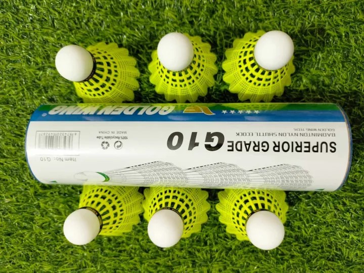 Picture of Badminton Shuttle Cock Nylon Superior Grade 6pcs Green - G10 Yellow