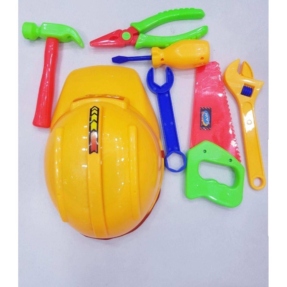 Picture of Construction Helmet With Mechanic Tools Toy 9pcs Set - Baby Toys