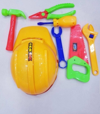 Picture of Construction Helmet With Mechanic Tools Toy 9pcs Set - Baby Toys