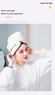 Picture of Magic Hair Wrap Bath Salon Towels Fast Drying Absorbent Cap For Women And Girls - White