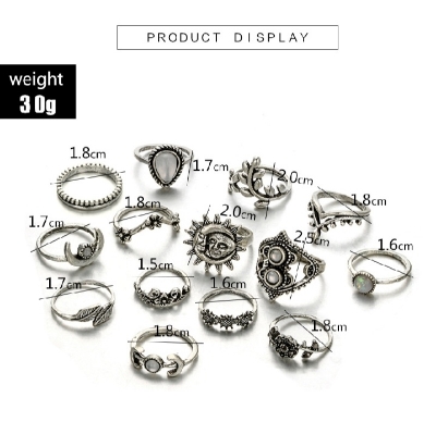 Picture of Buy 14 Pcs/Set Stylish And Modern Silver Color Amazing Finger Ring For Fashion Party Women

Ring S - 