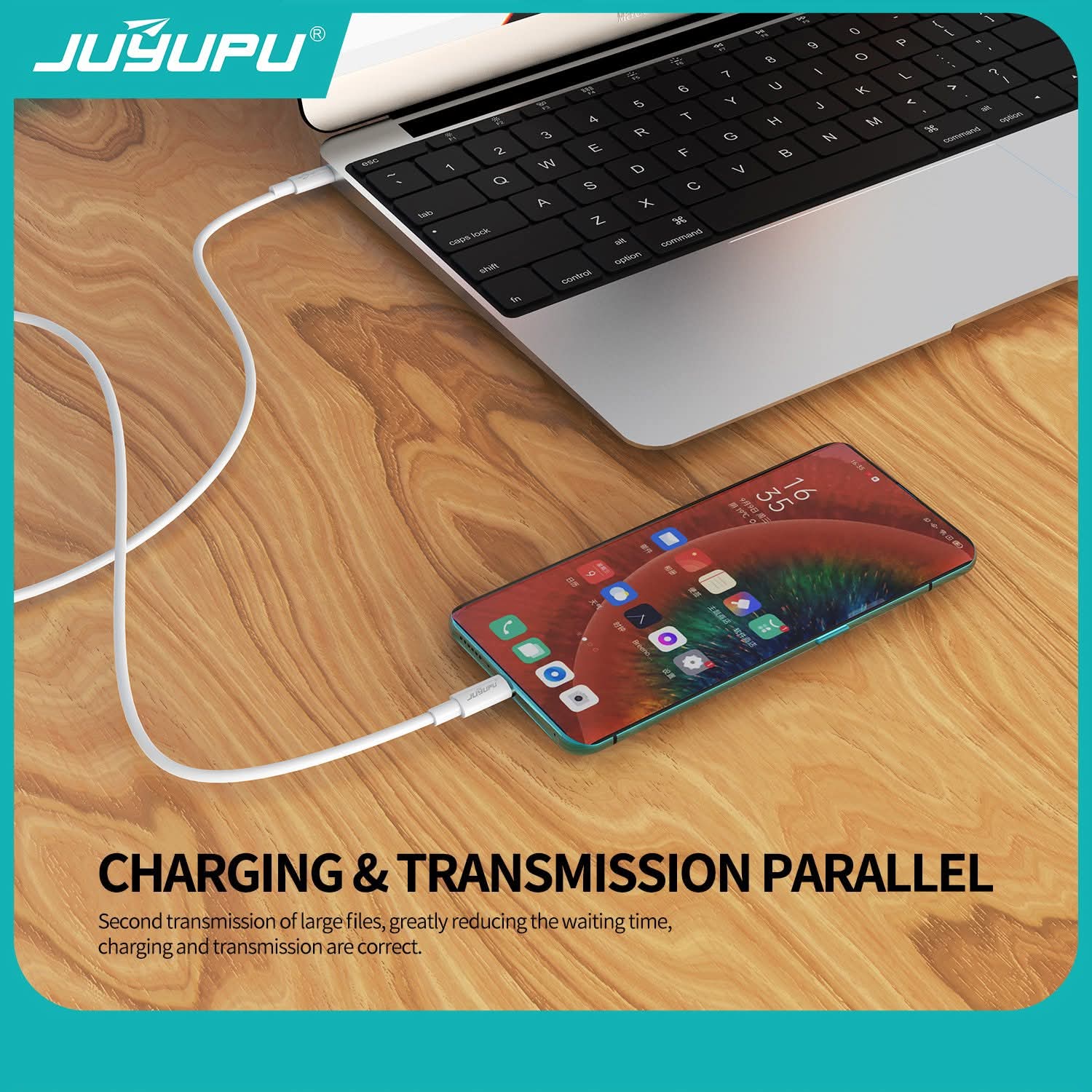 Picture of PD Cable -JUYUPU Type C to Apple 30W orginal PD Cable  Type C To Apple Cable Type C To lightning Fast Charging Cable Support 6A White 1.2M - White