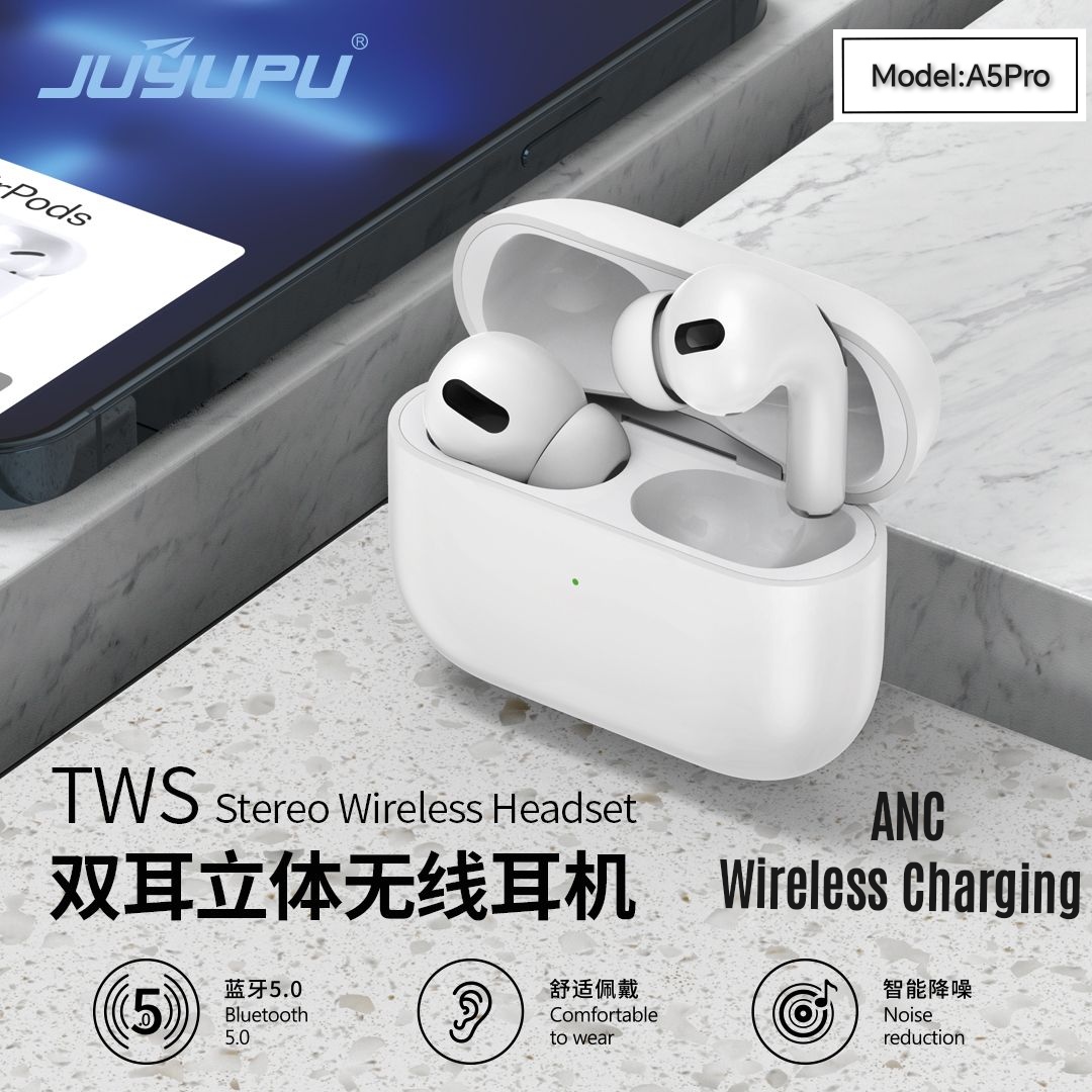 Picture of JUYUPU  A5Pro Earbuds_Airpods pro 2nd wireless charging_ANc with TWS Earbuds - White_tws_earbuds,airpods - White