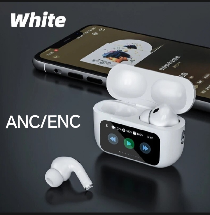 Picture of JUYUPU  A9Pro Earbuds_Airpods pro_ANc_Enc Touch Screen Display with TWS Earbuds - White_tws_earbuds,airpods - White