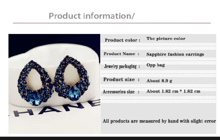 Picture of Wind drop earrings with sapphire fashion earrings charm trendy oversized earring for earring sets - 