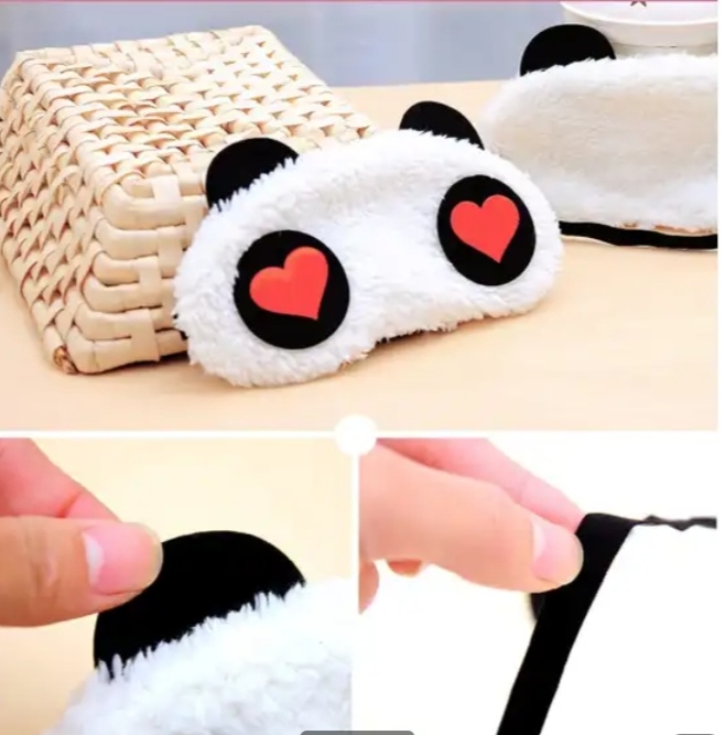 Picture of Panda Face Soft Eye Sleeping Mask Heart Shape - Multicolor