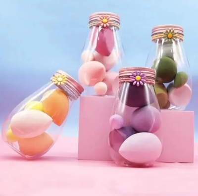 Picture of 6 Pcs/Set Beauty Blender Powder Puff Set Jar puff set- Multicolour - Multicolor