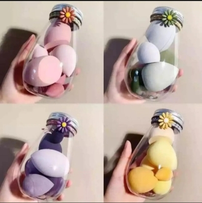 Picture of 6 Pcs/Set Beauty Blender Powder Puff Set Jar puff set- Multicolour - Multicolor