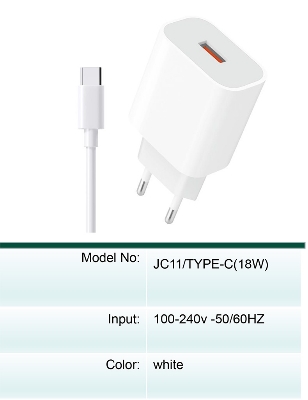 Picture of JNUOBI_JC-11 18W TYC_ USB to Type-C Fast Charger Travel Charger 18watt Fast Wall Travel Chargers Adapter Cto C_18w - TYPE-C
