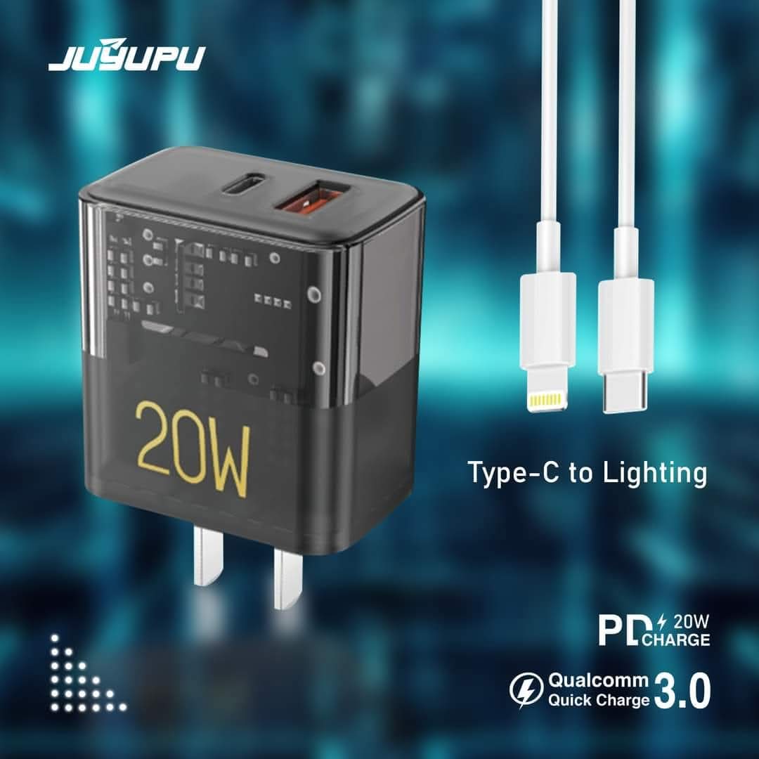 Picture of JUYUPU U15 PD 20w pd+ usb Type-C to Type-C,Type-C to Apple lightning Fast Charger Travel Charger 20watt Fast Wall Travel Chargers Adapter Cto C_20w PD - 