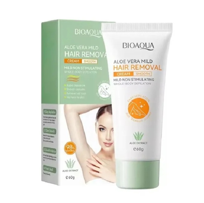 Picture of BIOAQUA Aloe Vera Mild Non Stimulating Hair Removal Cream- 60g - White