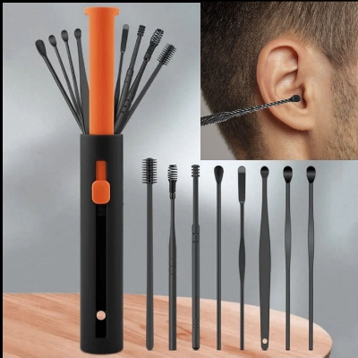 Picture of 8 Pcs/Set Push Pull Ear Pick Stanless Steel Ear Pick Set Ear Wax Removal Kit - 