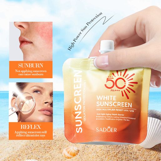 Picture of SADOER SPF 50+ PA+++ White Isolation Protection 6 in 1 White Sunscreen- 30g - 