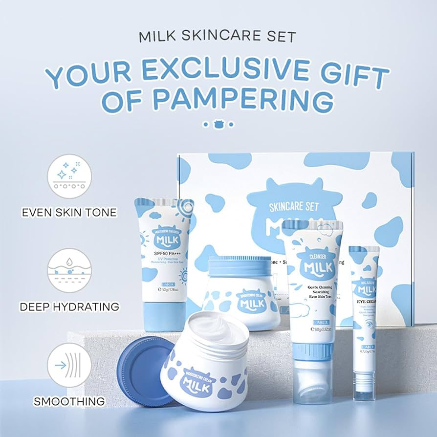 Picture of LAIKOU Milk Extracted 5 Pcs Smoothing & Deep Hydrating Skin Care Set- 5 Pcs/Combo - 