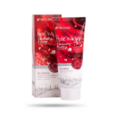 Picture of 3W Clinic Rose Water Cleansing Foam- 100ml - Rose Red,Fresh