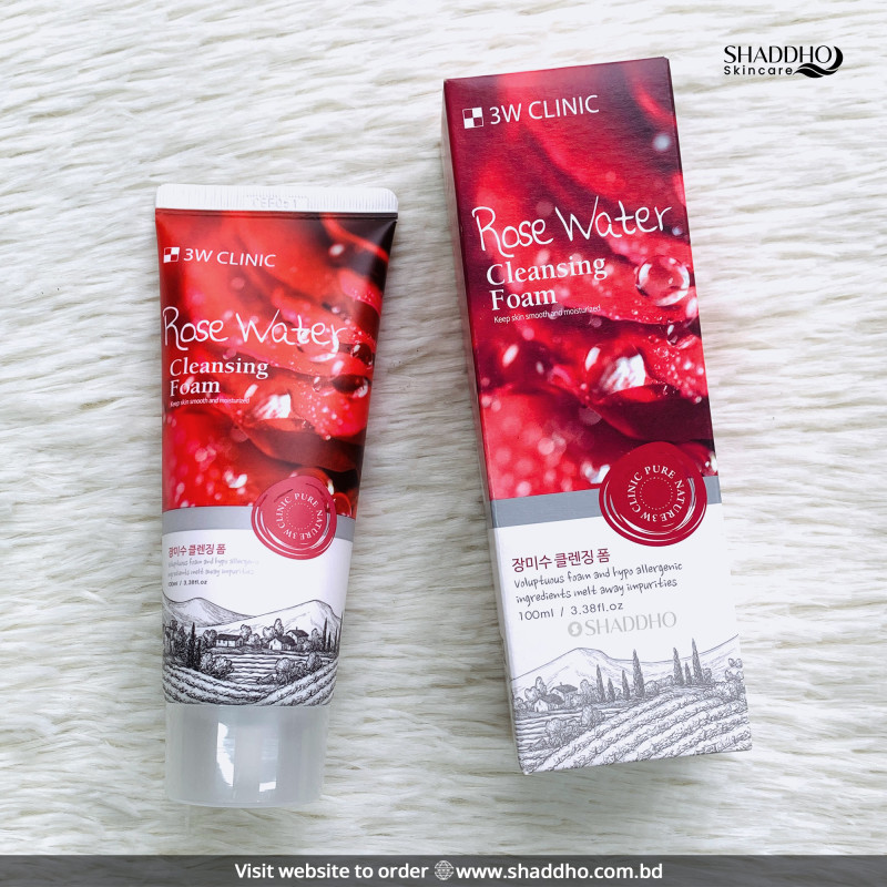 Picture of 3W Clinic Rose Water Cleansing Foam- 100ml - Rose Red,Fresh