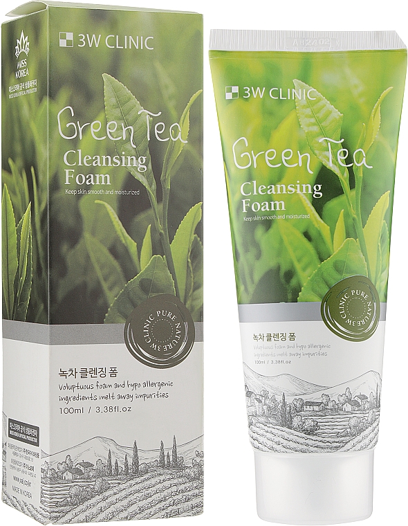 Picture of 3W Clinic Green Tea Moisturizing & Smooth Skin Cleansing Foam- Face Wash (100ml) - 