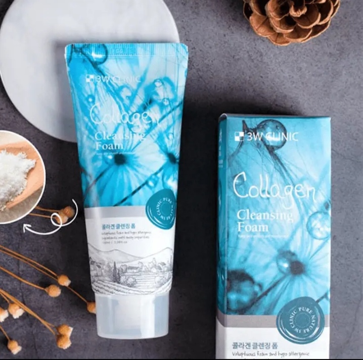 Picture of 3W Clinic Collagen Moisturizing & Smooth Skin Cleansing Foam- Face Wash (100ml) - 