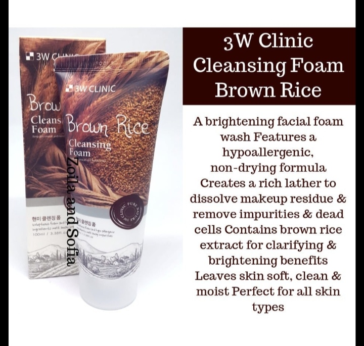 Picture of 3W Clinic Brown Rice Moisturizing & Smooth Skin Cleansing Foam- Face Wash (100ml) - 