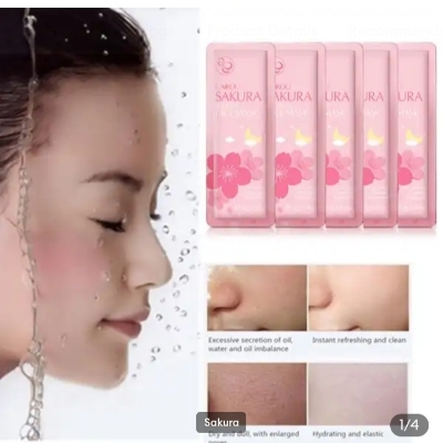 Picture of LAIKOU 5 Pcs/Set Sakura Moisturizing & Repairing Face Sleeping Mask- 3g/Each - 